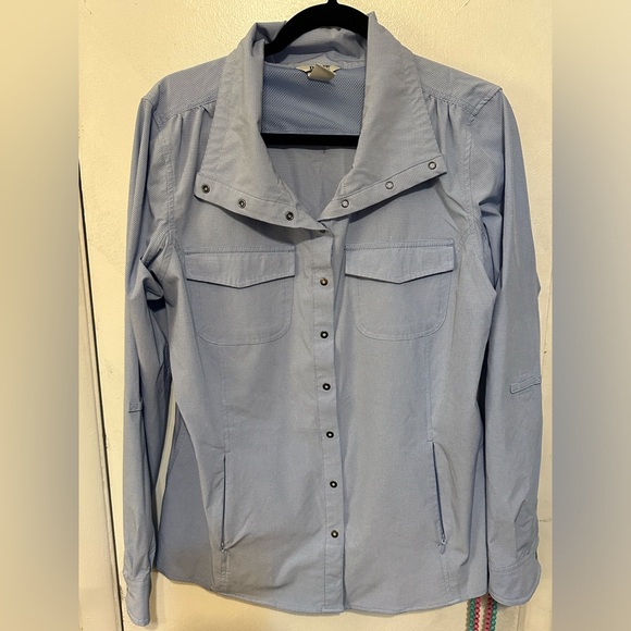 Duluth Trading Womens Sol Survivor Jacket L Snap Tech Vented Roll Tab Sleeve - Picture 1 of 6